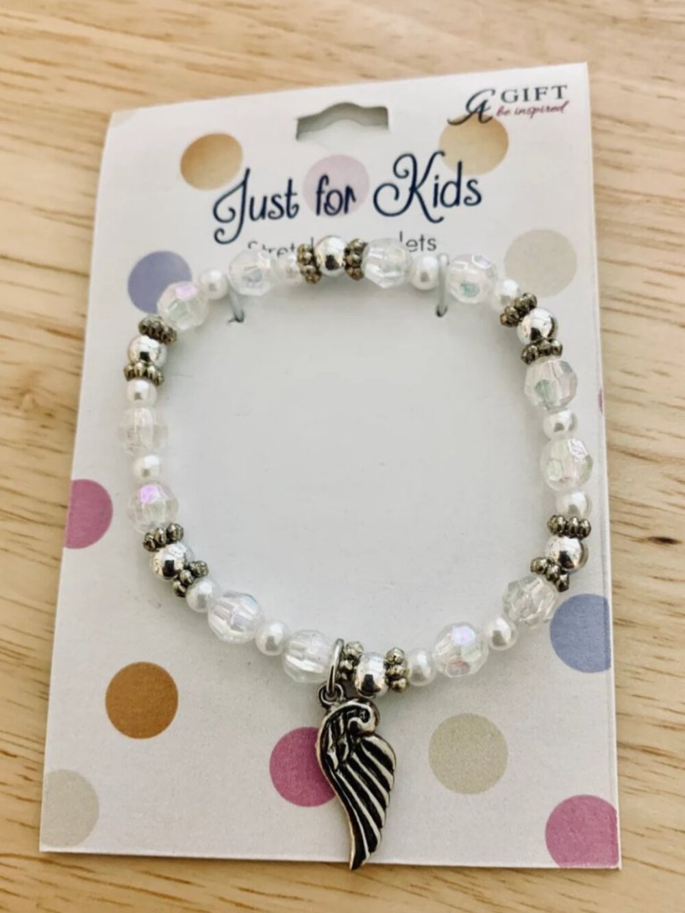 Kids Beaded Bracelet with Angel Wing Charm